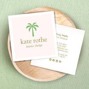  Tropical Green Modern  Palm Tree Calling Card