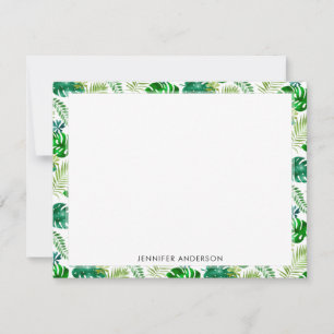 Tropical Green Monstera Palm Leaves Safari Jungle Card
