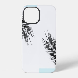 Tropical Green Palm Frond on Light Blue iPhone 12 Case