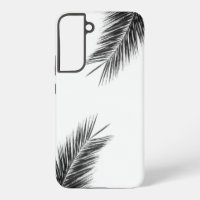 Tropical Green Palm Frond on Light Blue