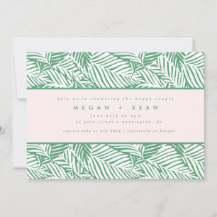 Tropical Green Palm Leaf Couples Bridal Shower Invitation