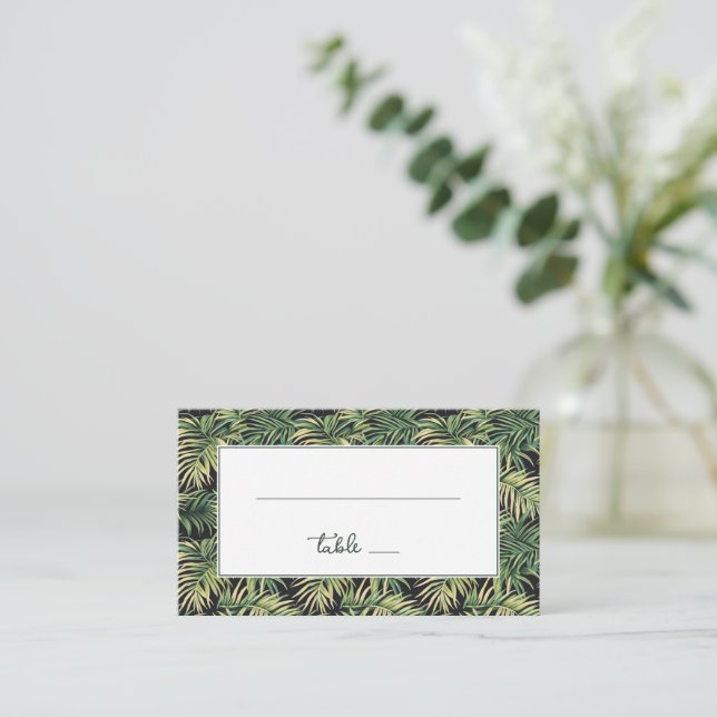 Tropical Green Palm Leaf Place Card (Standing Front)