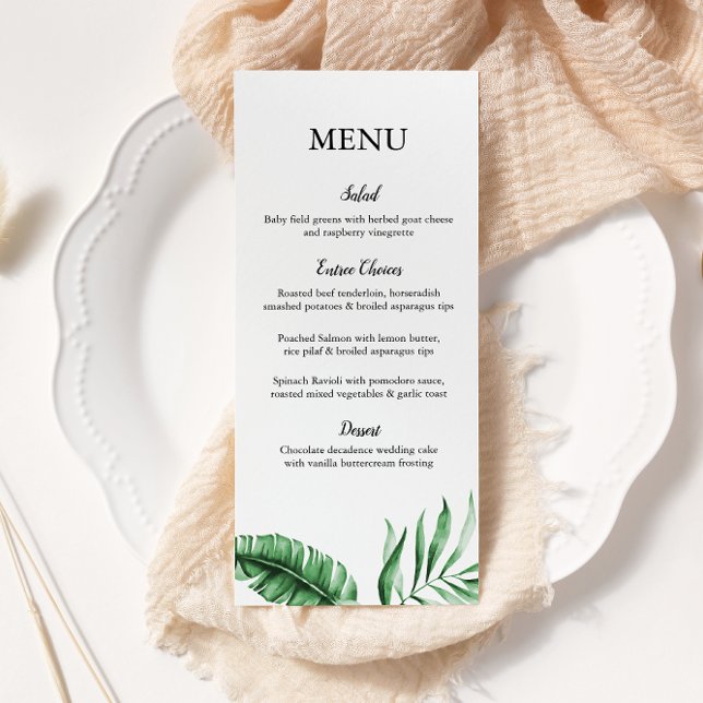 Tropical Green Palm Leaf Wedding/Event Menu (Creator Uploaded)