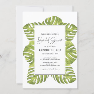 Tropical green palm leaves Bridal shower Invitation