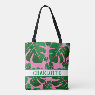 Tropical Green Palm Leaves Personalised Tote Bag