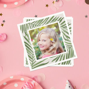 Tropical Green Palm Leaves Summer Photo Napkin