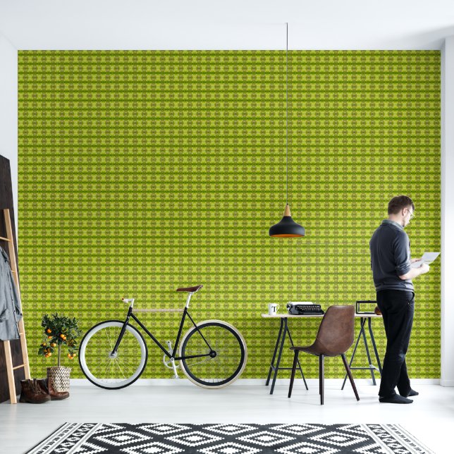 Tropical green palm leaves sunlight tiny pattern wallpaper (Living Room)