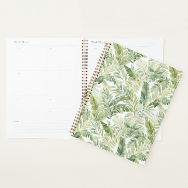 Tropical Green Palm Tree Leaves Planner (Display)