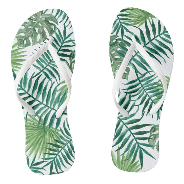 Tropical Green Palms Thongs (Footbed)