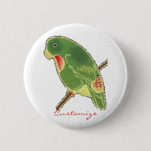 Tropical Green Parakeet Thunder_Cove 6 Cm Round Badge