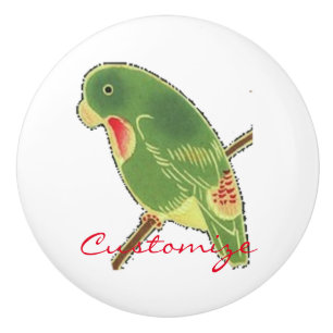 Tropical Green Parakeet Thunder_Cove Ceramic Knob