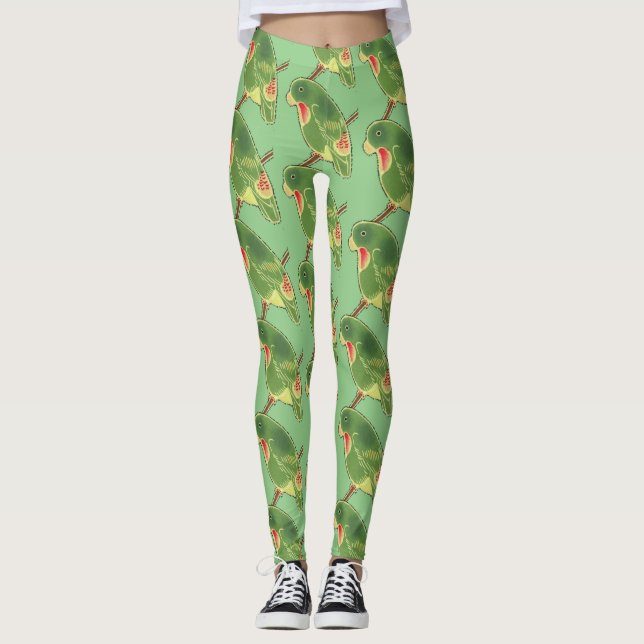 Tropical Green Parakeet Thunder_Cove Leggings (Front)
