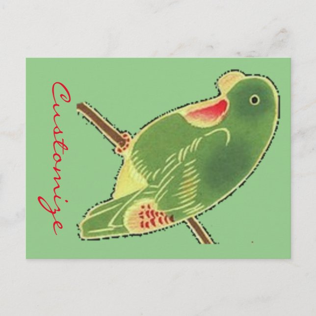Tropical Green Parakeet Thunder_Cove Postcard (Front)