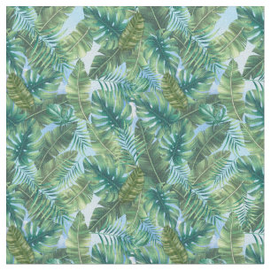 Tropical green plant leaves fabric