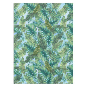 Tropical green plant leaves tablecloth