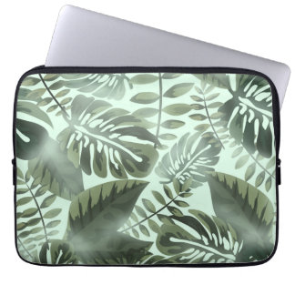 Tropical green sage foliage print serving tray cak laptop sleeve