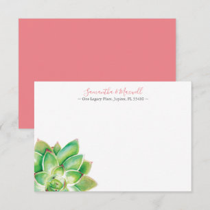 Tropical Green Succulent Personalised Thank You Card