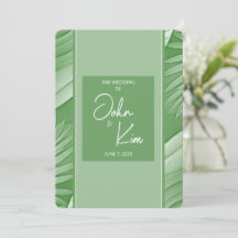 Tropical Green Theme Wedding Invitation