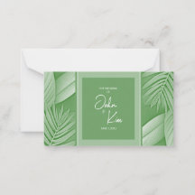 Tropical Green Theme Wedding Note Card