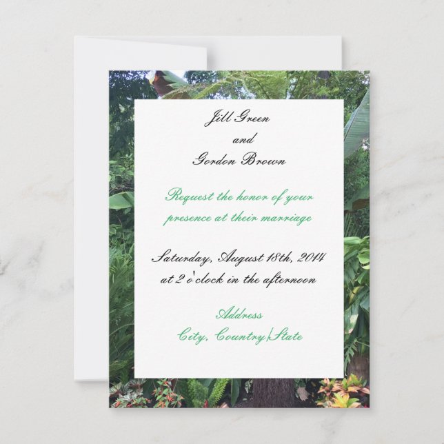 Tropical Green Wedding Invitation (Front)