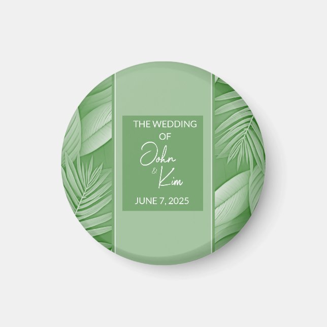 Tropical Green Wedding Magnet (Front)