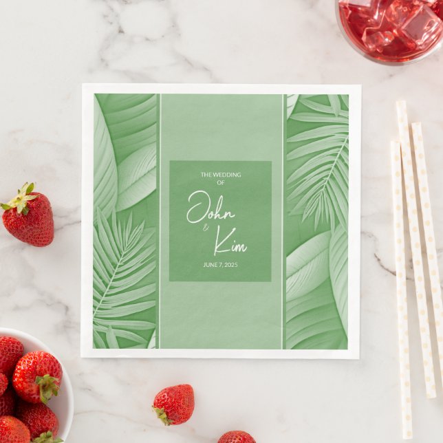 Tropical Green Wedding Paper Napkin (Insitu)