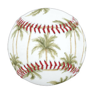 Tropical Green White Palm Trees Baseball