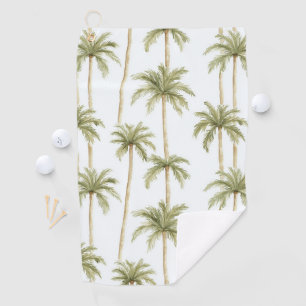 Tropical Green White Palm Trees Golf Towel