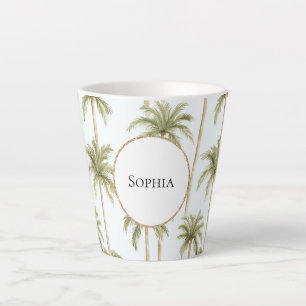 Tropical Green White Palm Trees   Latte Mug