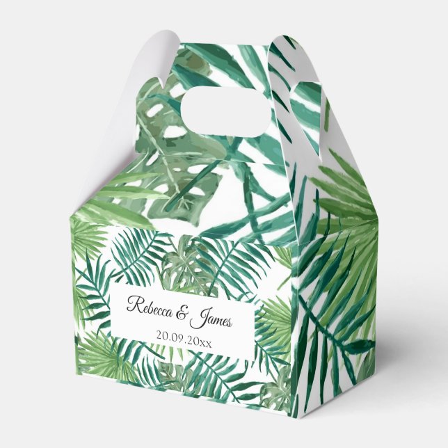 Tropical Greenery Beach Destination Wedding  Favour Box (Front Side)