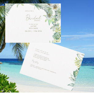 Tropical Greenery Beachy Bridal Shower Invitation
