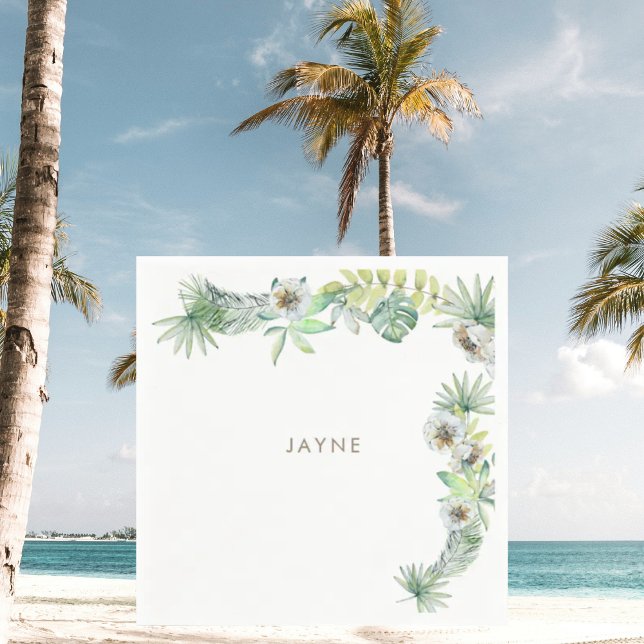 Tropical Greenery Beachy Bridal Shower  Napkin (Creator Uploaded)