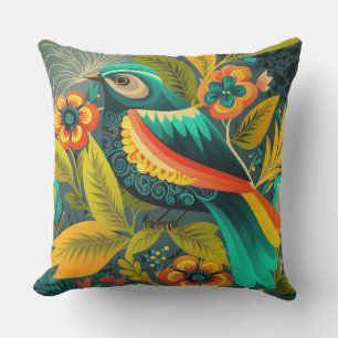 Tropical Greenery Bird Porch and Patio   Cushion