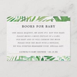 Tropical Greenery Books For Baby Shower Enclosure Card