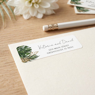 Tropical Greenery Botanical Boho Return Address Label