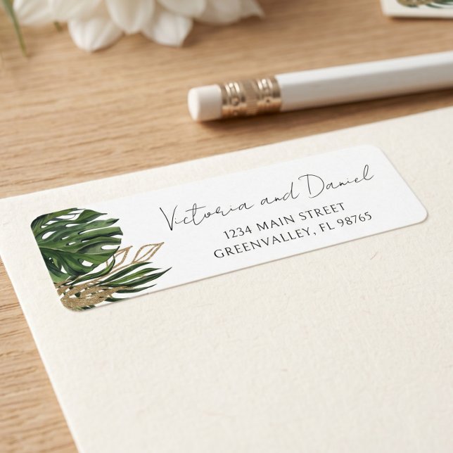 Tropical Greenery Botanical Boho Return Address Label (Creator Uploaded)