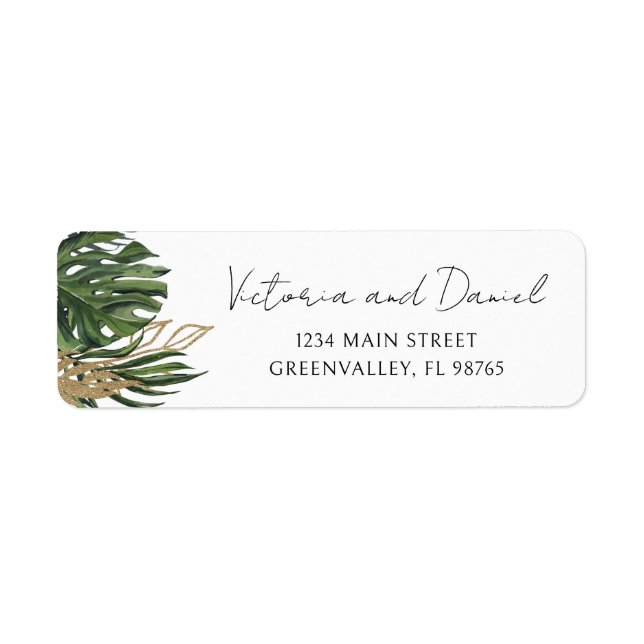 Tropical Greenery Botanical Boho Return Address Label (Front)