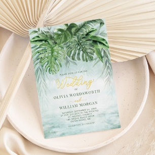 Tropical Greenery Elegant Gold Foil Wedding