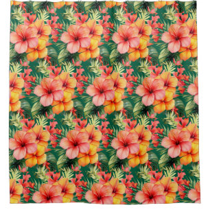 Tropical Greenery Floral Shower Curtain
