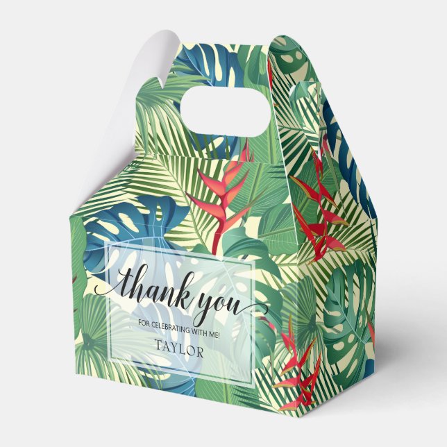 Tropical Greenery Floral Thank You Favour Box (Front Side)