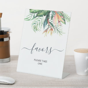 Tropical Greenery Flowers Shower Favours Sign