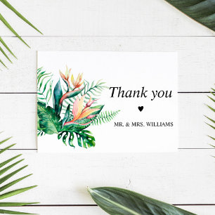  Tropical Greenery Flowers Wedding   Thank You Card