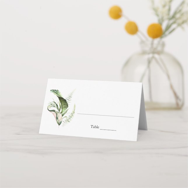 Tropical Greenery Folded Place Card (Front)