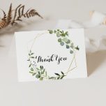 Tropical Greenery Folded Wedding Thank You Card<br><div class="desc">This tropical greenery folded wedding thank you card is perfect for a rustic wedding. The design features hand-painted beautiful green leaves, adorning a gold geometric frame. Personalise the inside of the card with your names, and a thank you message. Or, leave the thank you message section blank and hand write...</div>