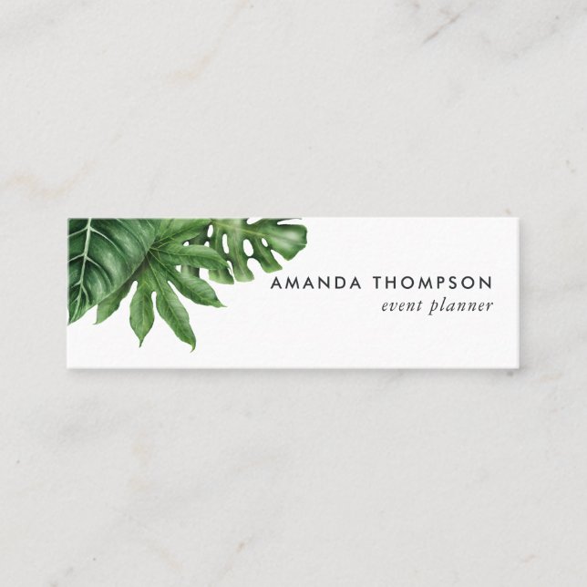 Tropical Greenery Foliage Mini Business Card (Front)