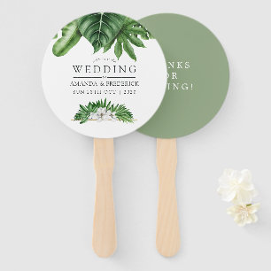 Tropical Greenery Foliage Wedding Favour Hand Fan