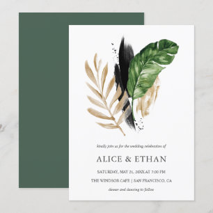 Tropical Greenery Foliage Wedding Invitation