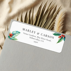 Tropical Greenery Garden Wedding Return Address Label