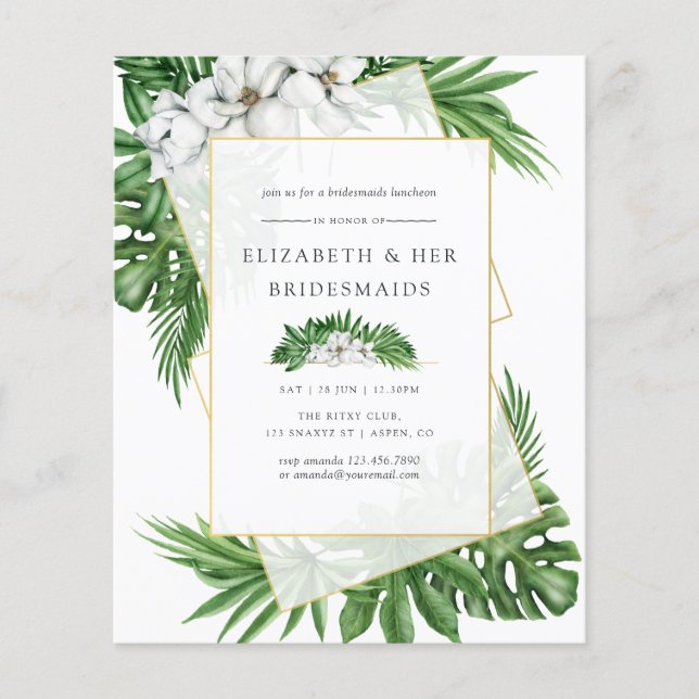 Tropical Greenery Geometric Bridesmaids Luncheon Flyer (Front)
