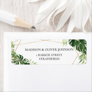 Tropical Greenery Geometric Return Address  Label